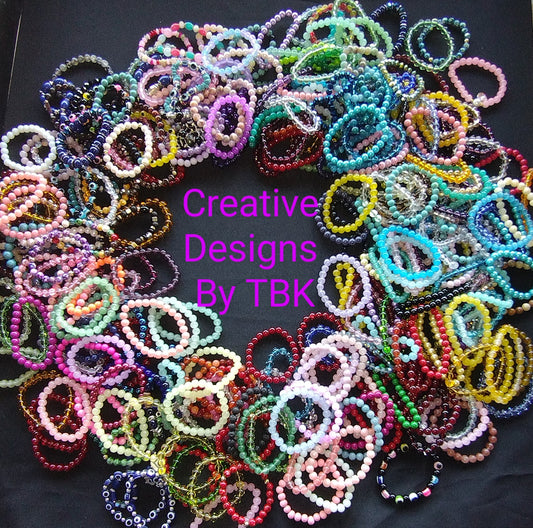 6 Beaded Bracelets Randomly Selected 8mm size Beads